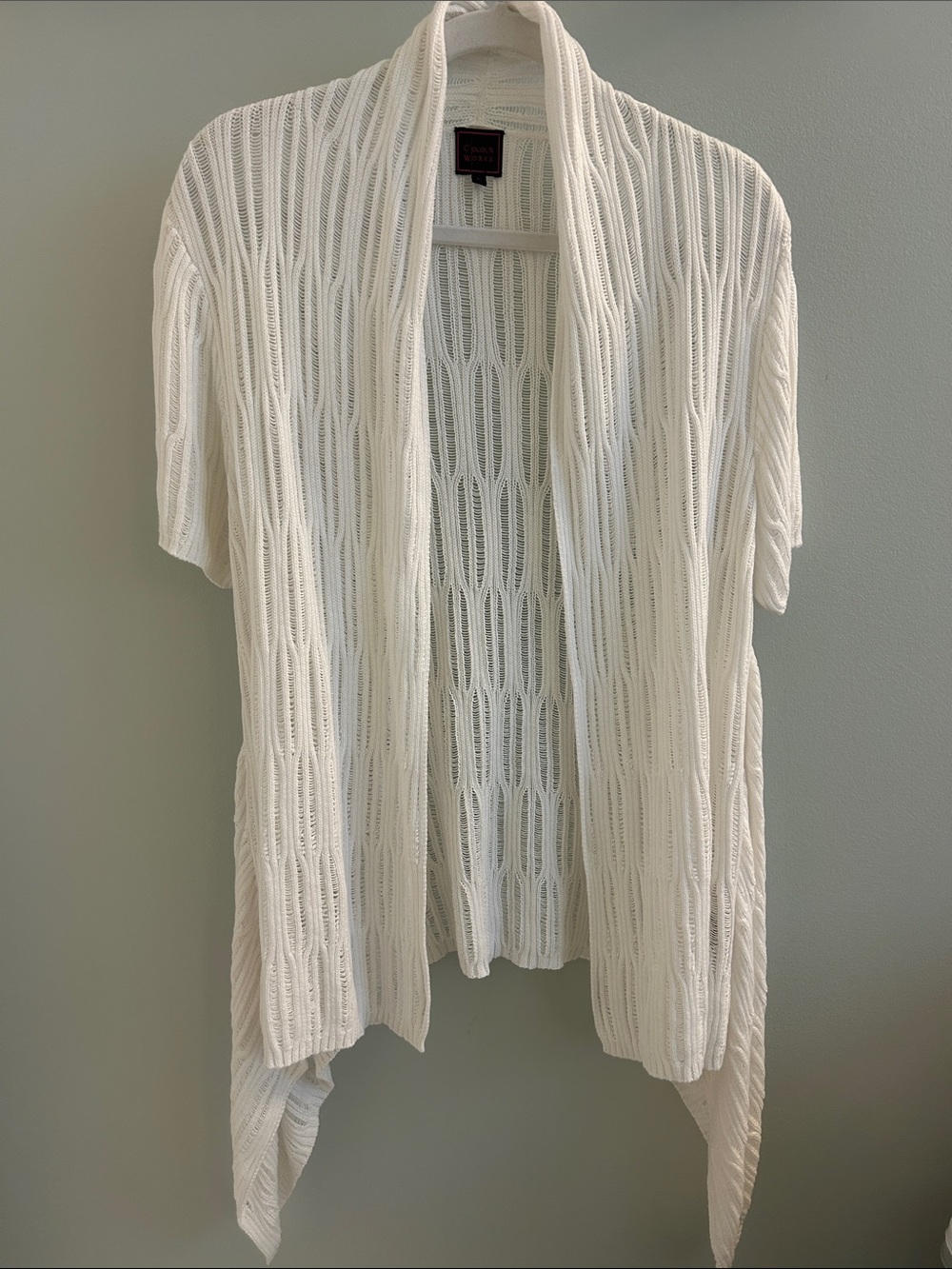 Open-Knit White Short-Sleeve Women's Cardigan